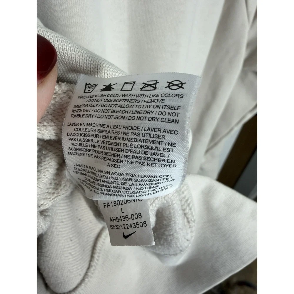 Nike Cotton Terrycloth Lined‎ Logo Embossed Crew Neck Pullover Sweatshirt Large